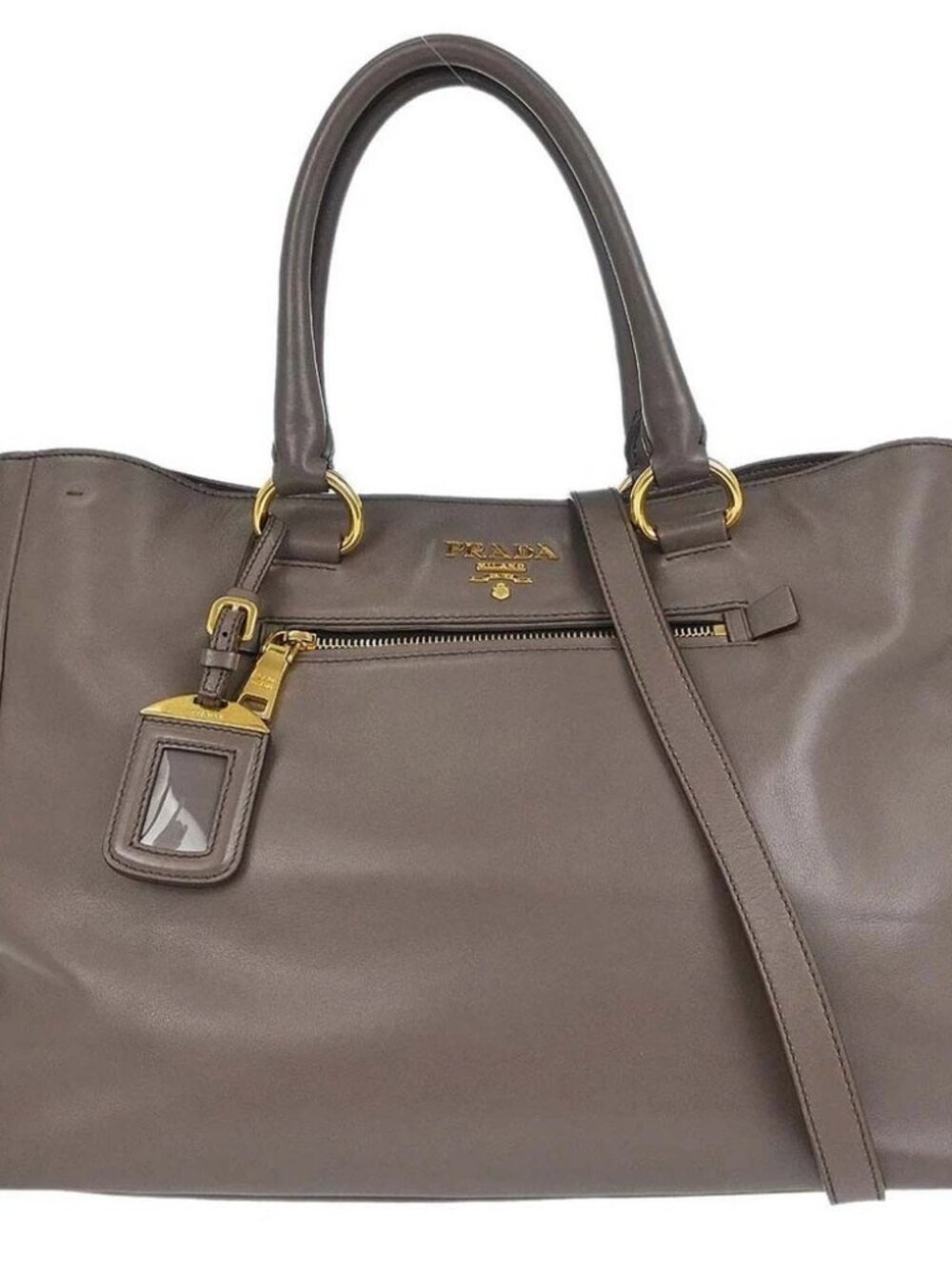 Prada Brown Leather 2way Tote Handbag